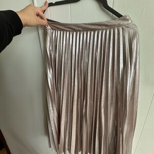 Elegant Silver Pleated A-Line Skirt